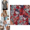 Elegant Womens Summer V Neck Short Sleeve T Shirt Featuring Vibrant Floral Print Design