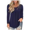 Women Fashion Lace Solid Splicing O-Neck Long Sleeve T-Shirt Blouse Tops