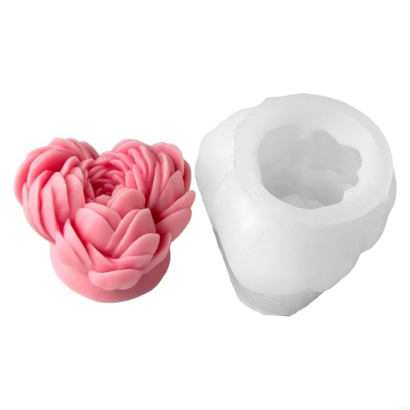 Silicone Moulds Peony Flower Molds Ornament Molds Epoxy Resin Molds Plasters Molds for Candle Making X3UC