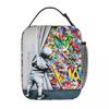 Behind The Curtain Boy - Banksy Street Art Mural Insulated Lunch Bag for Kids School Cooler Thermal Food Box Tote Lunch Boxes