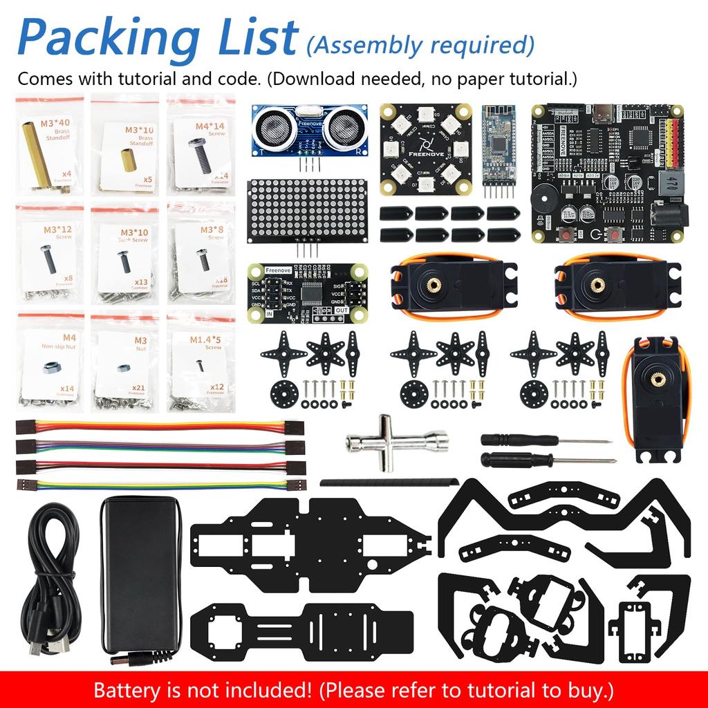 Freenove Robot Ant Kit (Compatible with Arduino IDE), Dot Matrix Expression, Ultrasonic Obstacle Avoidance, Colorful Lights, App, STEM Projects