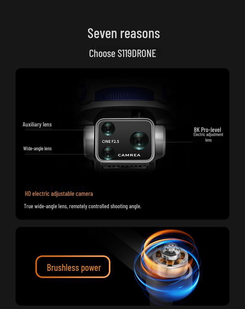 S119 Drone: GPS, Return-to-Home, Screen Control, 8K Camera, Long Battery, Quad-rotor