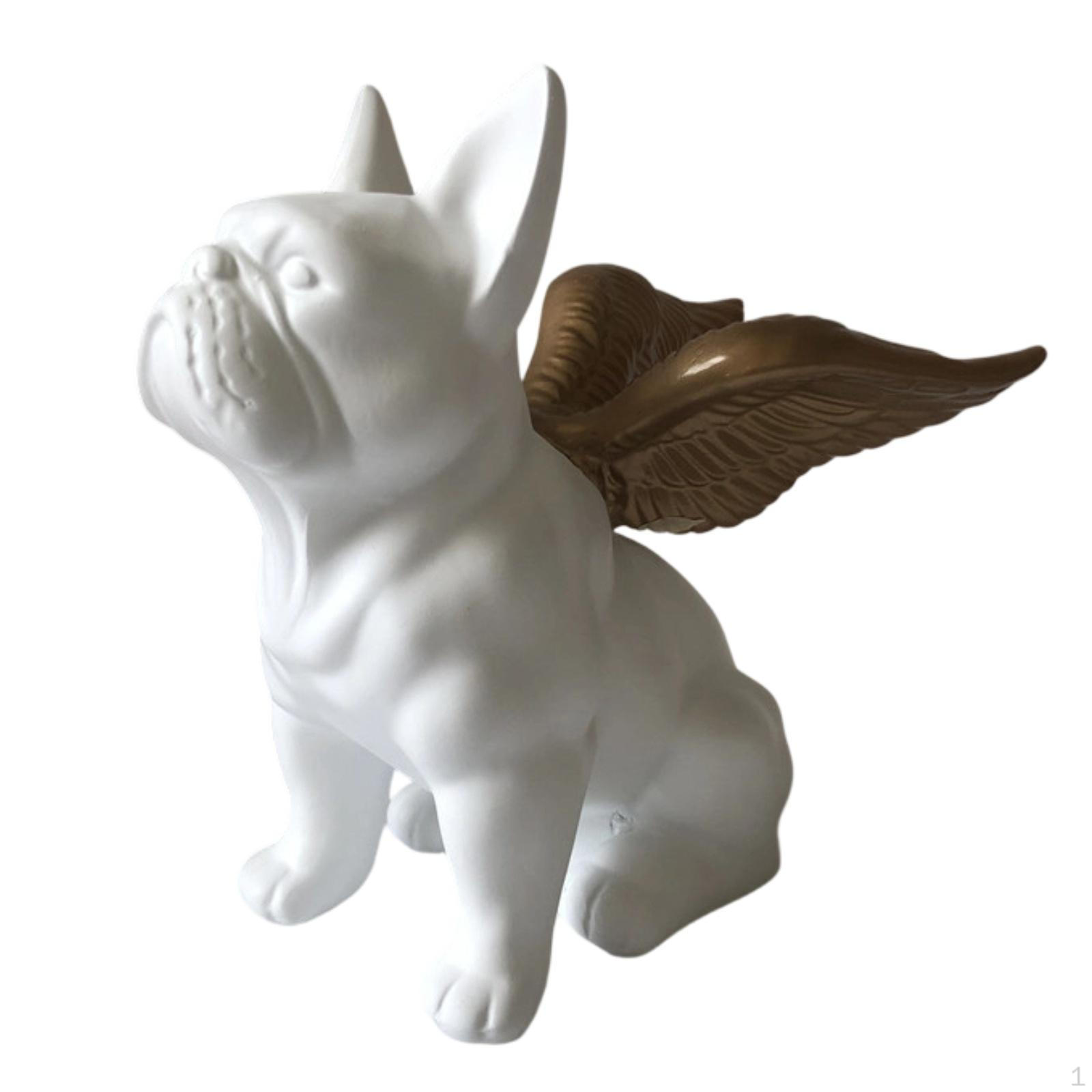 Angelic Dog Figurine Decorative with Feathered Appendages Tabletop Ornament for Living