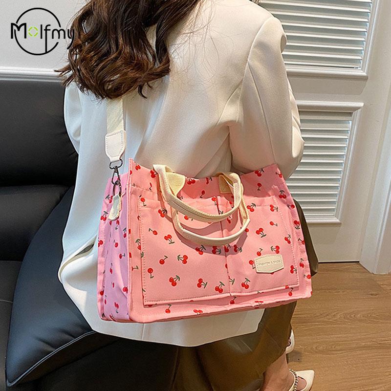 Dámské tašky Tote Nastavitelný popruh Psaníčko Třešňový vzor Kabelky Velká kapacita Nákupní taška na dojíždění Tote Kabelka Bolsos De Mujer