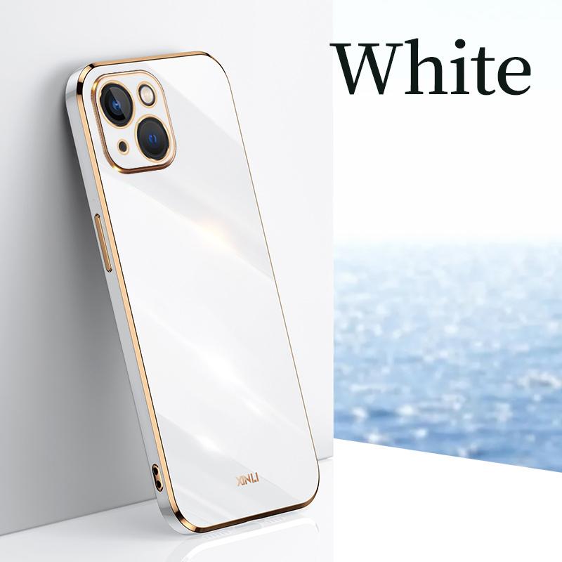 Bling Glitter Square Plating Soft Case For iPhone 14 13 12 11 Pro Max X XR XS Max 8 7 6S 6 Plus Gold Frame Silicone TPU Cover
