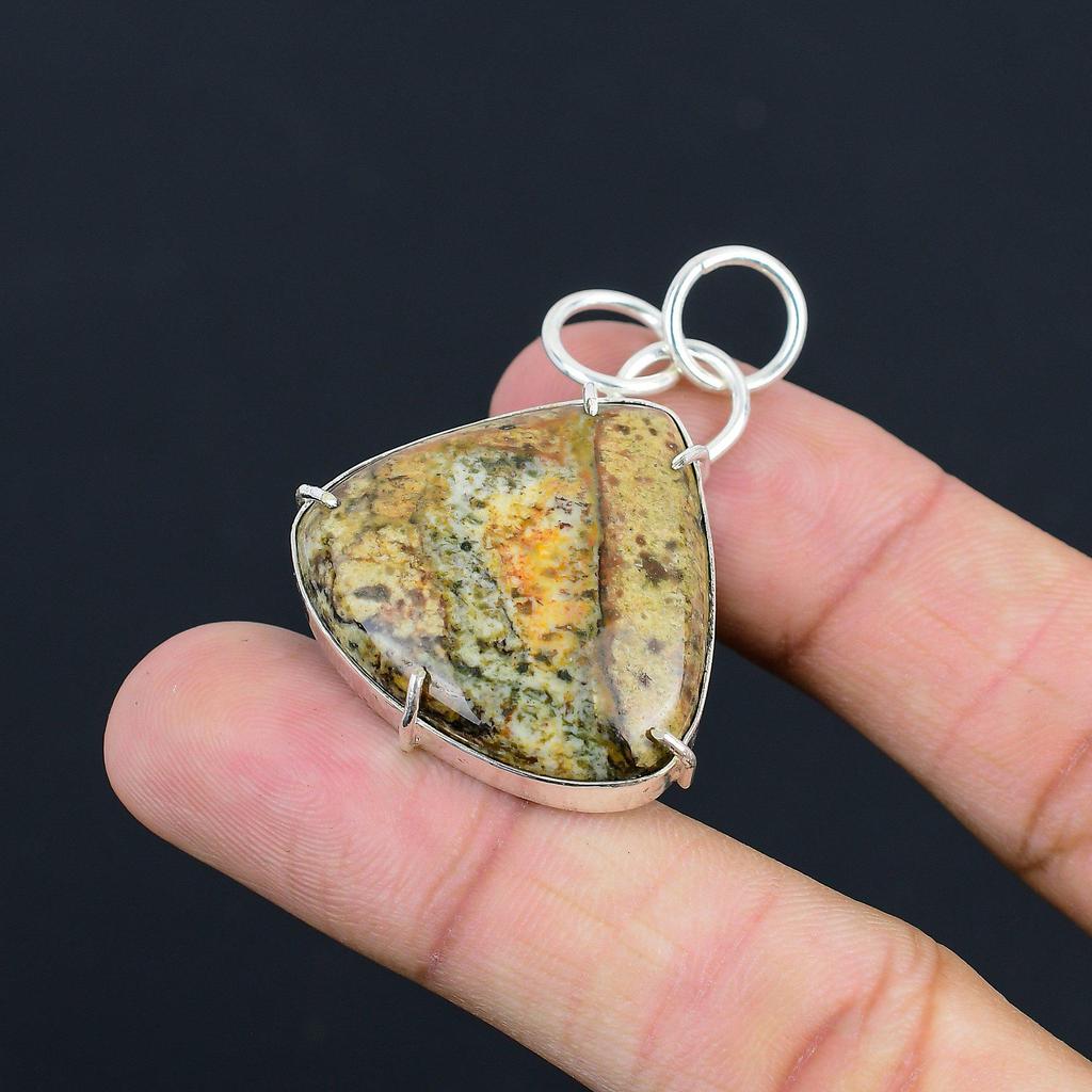 Sisters Day Sale Sterling Silver Pear Polychrome Jasper Stone Pendant Jewelry