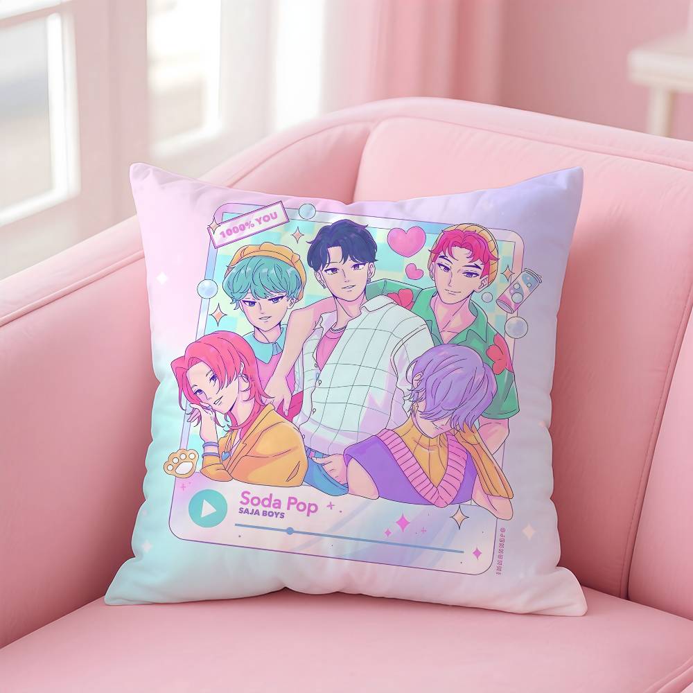 Saja Boys Kpops D-Demon H-Hunters Pillow Case Pattern Printed Pillowcase For Living Room Sofa Cushion Cover & Bedroom Decor