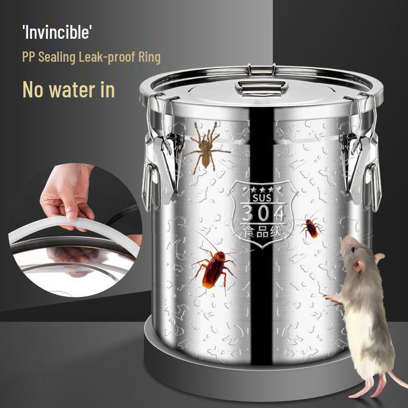 Stainless Steel Sealing Bucket: Insect & Moisture-Proof Rice and Soup Container
