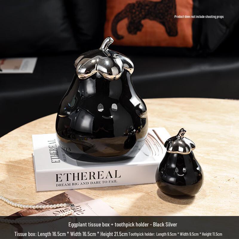 Cute Eggplant Ceramic Tissue Box