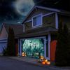 Halloween garage banner polyester terrifying skull lightning black cat pumpkin lantern bat dead tree big hand pattern