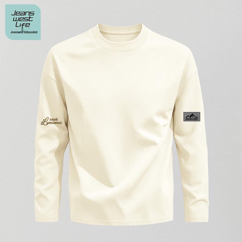 Jeanswest Life Herren Locker geschnittenes Baumwoll-Langarm-T-Shirt mit Rundhalsausschnitt