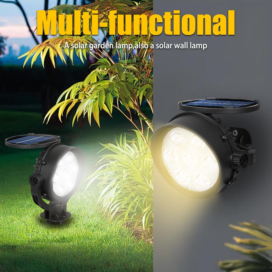 7LED Solar Lawn Light Outdoor IP65 Waterproof Spotlight Brightness Adjustable Lamp for Garden Backyard Driveway Patio Decor Lamp
