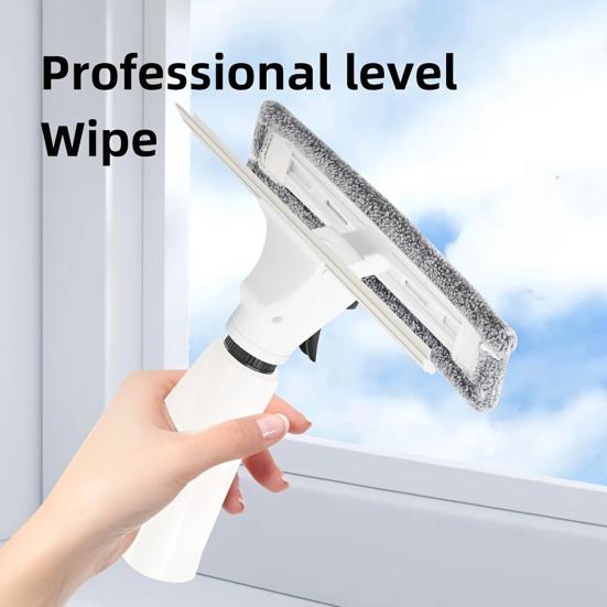 Glass Wiper Color Block Design 3-in-1 Spraying Cleaning Wiping Tool