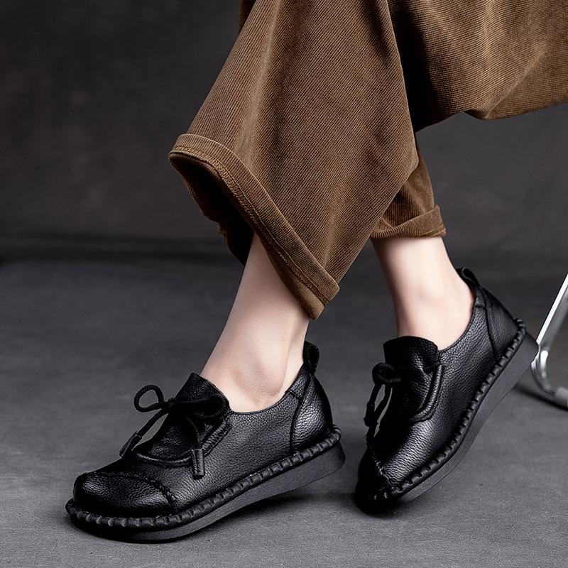 Fashion GKTINOO 2025 New Genuine Leather Flats Women Shoes Round Toe Casual Shallow National Style Soft Handmade Concise Ladies Shoes