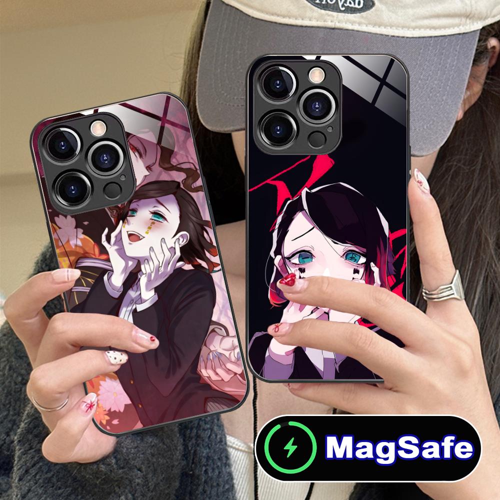 Demon Slayer Enmu Tamio Phone Case for iPhone 16 15 14 13 12 11 Pro Max Plus Mini MagSafe Glass Colour Printing Luxury Cover