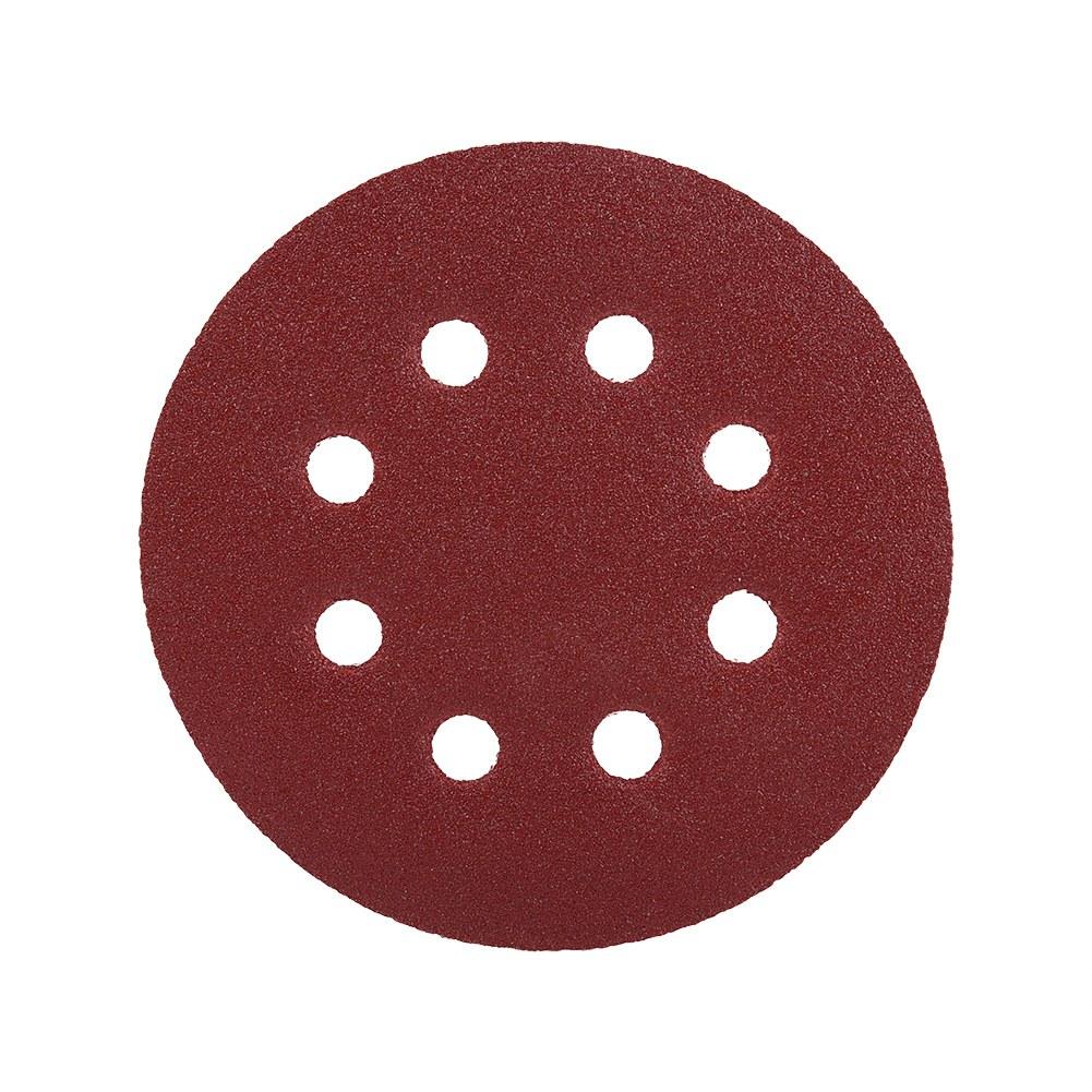 125mm Round Shape Red Grinding Discs 8 Hole Grit Sand Papers(120#)