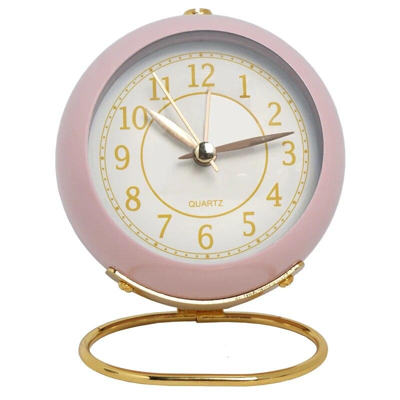 European Style Metal Clock Creative Silent Children's Electronic Aarm Clock Minimalist Living Room Bedroom Student Luminous
