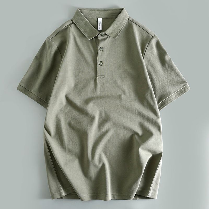 European Sheet Cattle Goods Summer Pure Cotton Multi-Color Lapel Youth Export Export Men's Short-Sleeve Polo Shirt Thin Half Sleeve