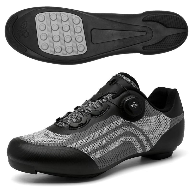 Mens Cycling Shoes With Flyknit Upper Reflective Stripes Stiff Sole Road MTB Casual Riding