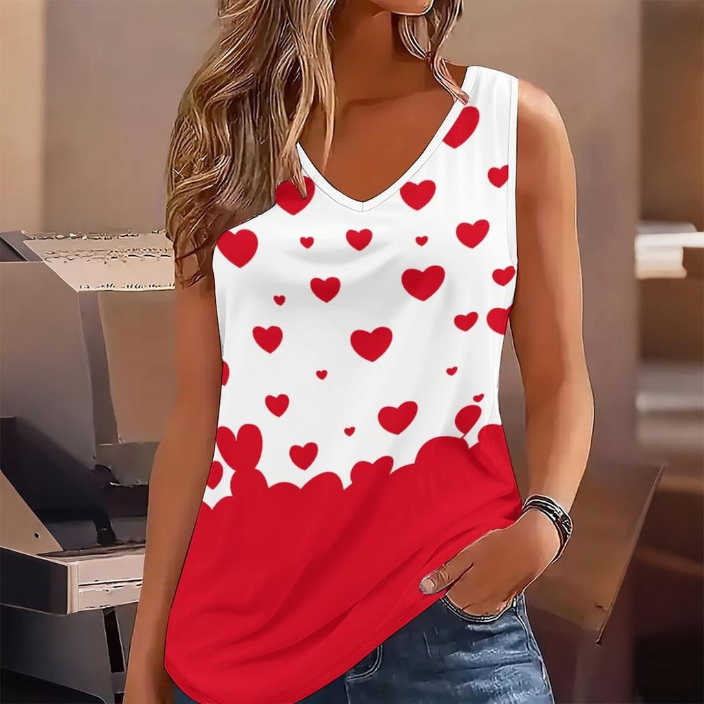 3D Heart Symbol Print Tank Tops for Women Workout Yoga Gym Printed Summer Sport Shirts Plus Size Vests