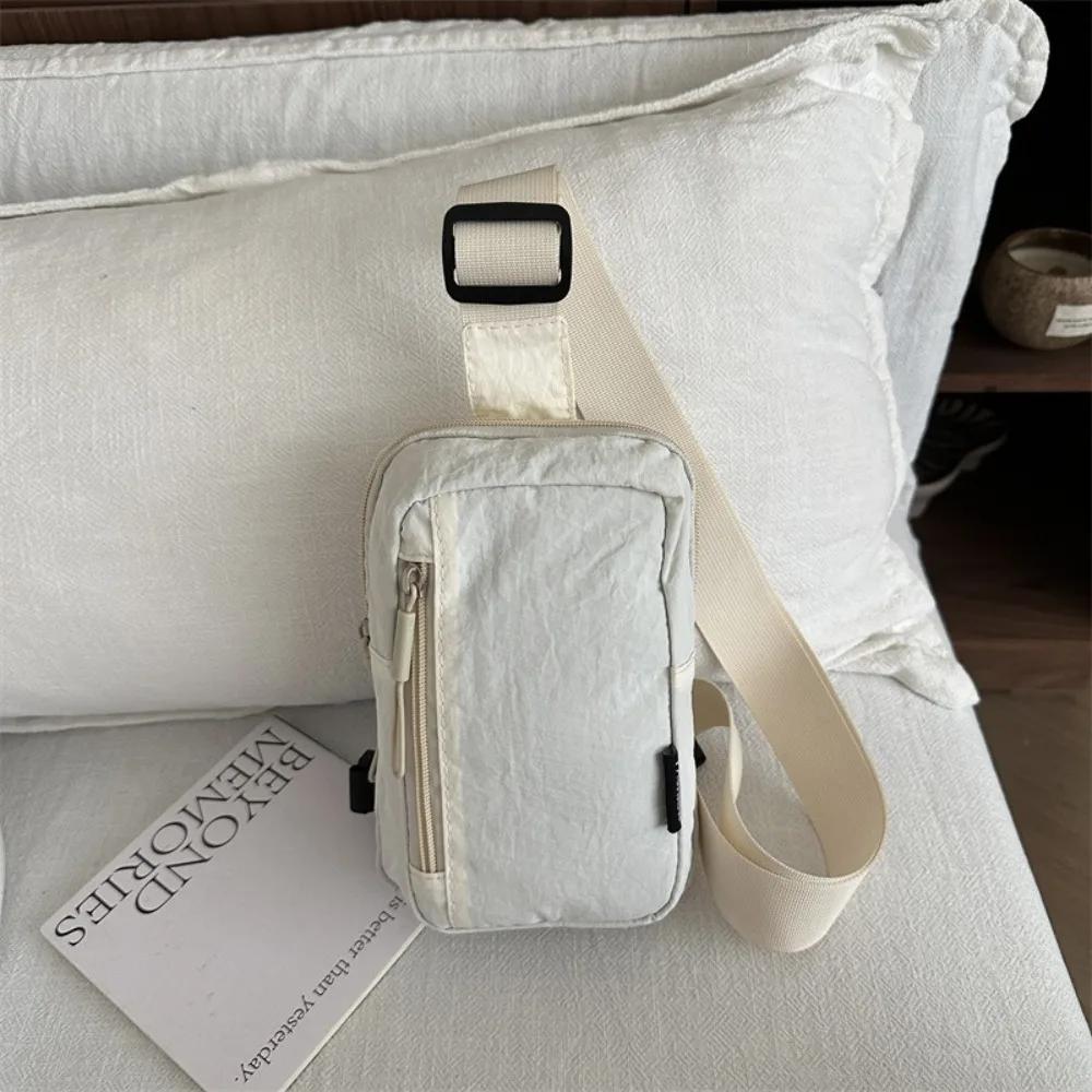 

Couple Chest Bag Solid Color Shoulder Bag Adjustable Messenger Bag Phe Bag For Outdoor Travel Korean Style Sports Waist Bag белый