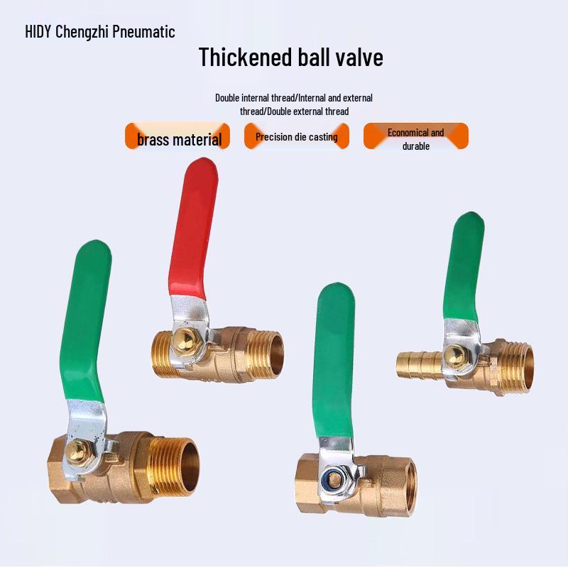 Enhanced Copper Ball Valve with Double Male Threads, Available in 1/4", 3/8", 1/2" Sizes; Pneumatic Air Pump and Bleed Valve.