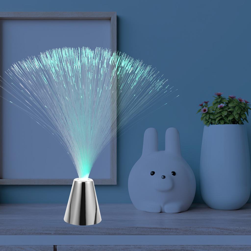 Colorful LED Color Changing Fiber Optic Lamp Battery Operated ABS Silver Base Indoor Outdoor Party Christmas