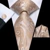 Extra Long Tie Set for Men, 3-Piece Wedding Accessories with Cufflinks & Pocket Handkerchief, Striped/Floral Design