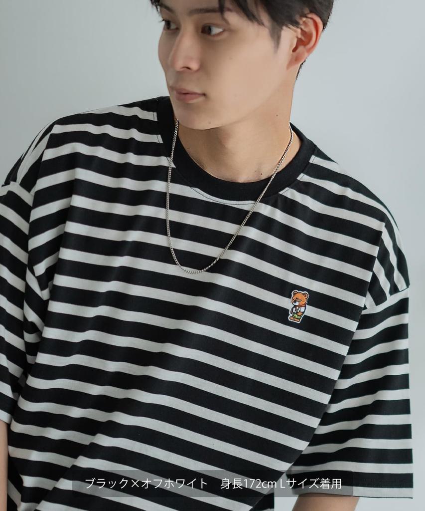 [IMPROVES] [SIDEWAYSTANCE] Embroidered Downer Bear Border Short Sleeve T-Shirt