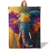 Colorful Elephant Throw Blanket Elephant Theme Home Decor Flannel Gift 50x60"