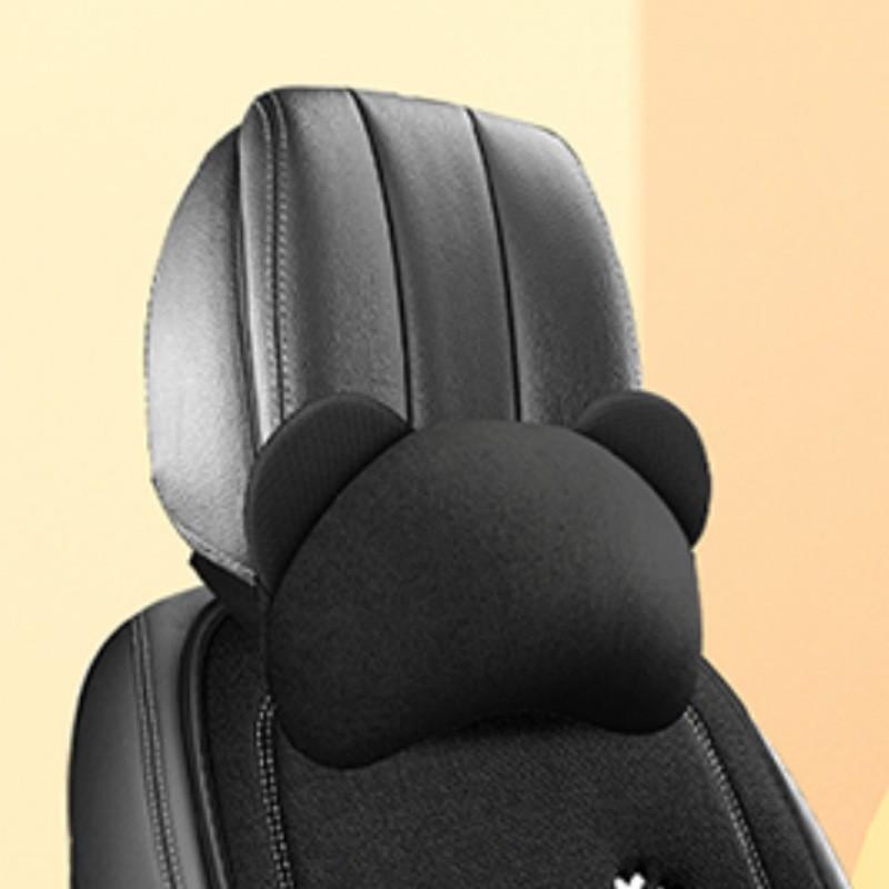 Fashion Luxury Car Seat Cushion Linen Cartoon Bear Women's Cute Anti-slip Breathable Car Seat Protect Cushion Cover Universal