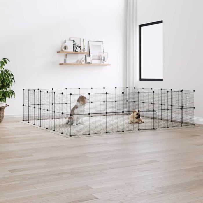 3114048 vidaXL Cage animaux de compagnie à 60 panneaux et porte Noir 35x35 cm