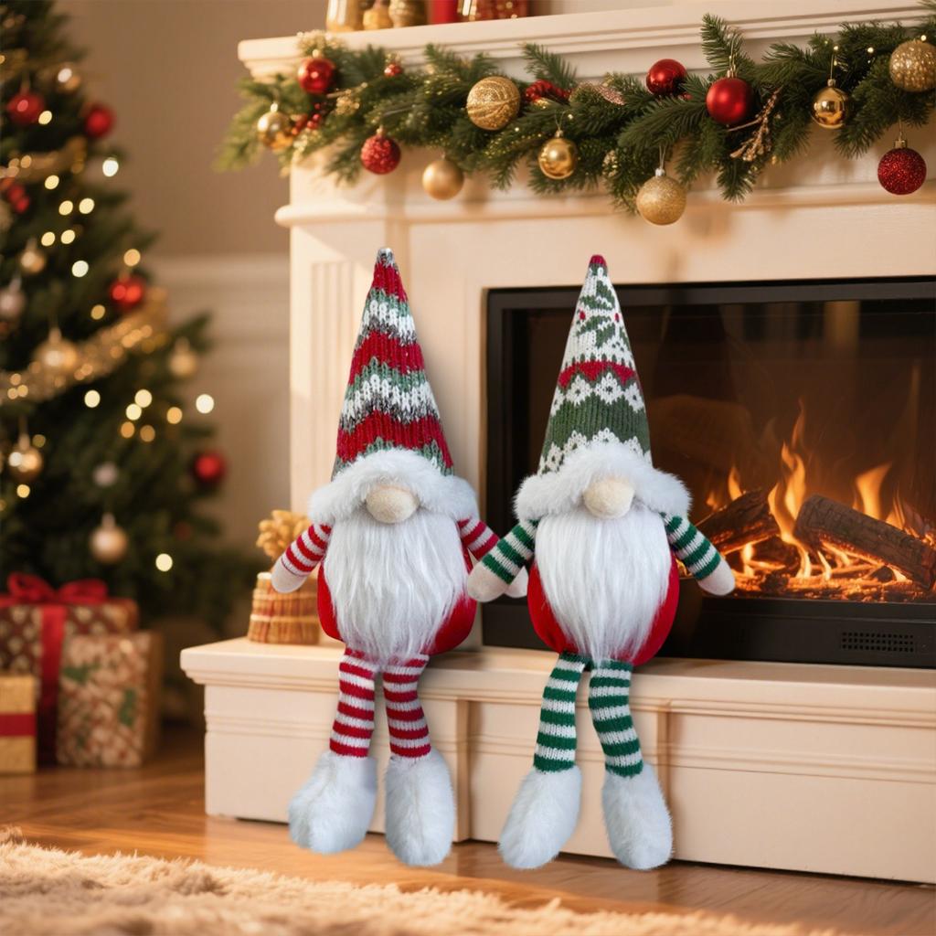 Christmas Gnome Festive Ornament Stretchable Faceless Rudolph Figurine Unique Gift Knit Doll Decor Scandinavian Holiday