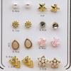 8-Pair Gold-Plated Rhinestone Alloy Ear Stud Set - Eco-Friendly, Versatile, Personality Trend Women's Earrings