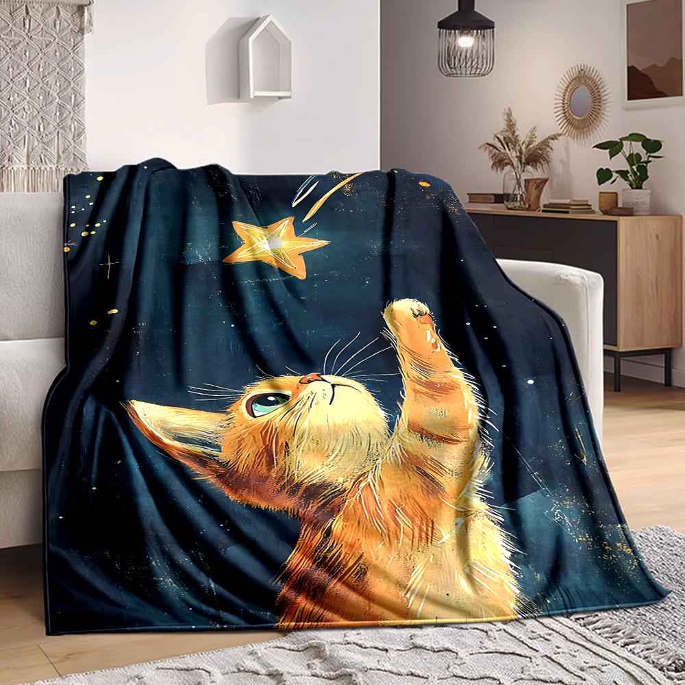 

1pc Celestial Kitty Blanket Warm, Cozy, And Soft, Suitable for Sofas, Beds, Cars, And Office Use.Perfect for Camping And Travel, Making It a Great Gif 100x150cm