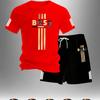 Men's Golden Striped Printed Breathable Suit Cool and Not Sweaty In Summer Casual Sports Suit