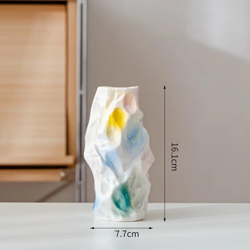 Modern Ceramic Abstract Vases Boho Colorful Glaze Design Flower Vase for Home Decor Living Room Table Centerpiece Object