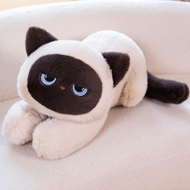 Giant Funny Black/Gray/Beige Lying Cat Plush Toys Soft Simulated Cat Plushie Dolls Stuffed Animal Pillow Children Birthday Gift