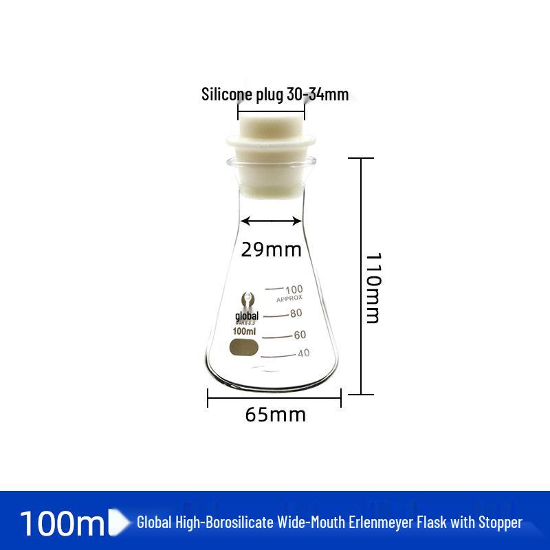 Heat-Resistant Thick Glass Triangular Flask with Silicone Stopper