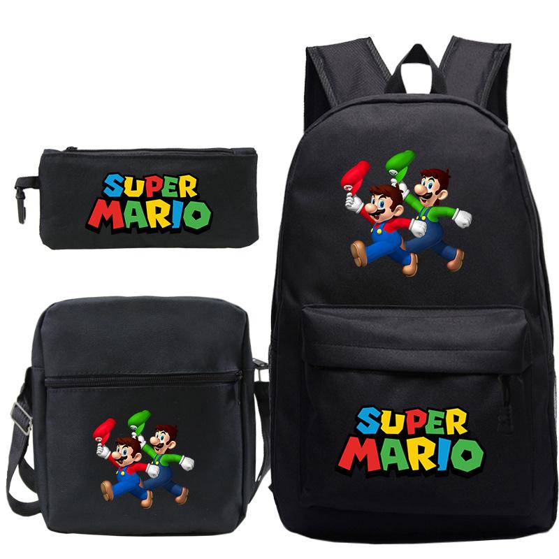 Super Mary Three-Piece Schoolbag, Male And Female Students, Large-Capacity Schoolbag, Shoulder Bag, Pencil Case.
