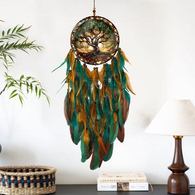 Acrylic Dreamcatcher Feather Wind Chime Indoor and Outdoor Decorative Hanging Tree of Life Garden Ornament