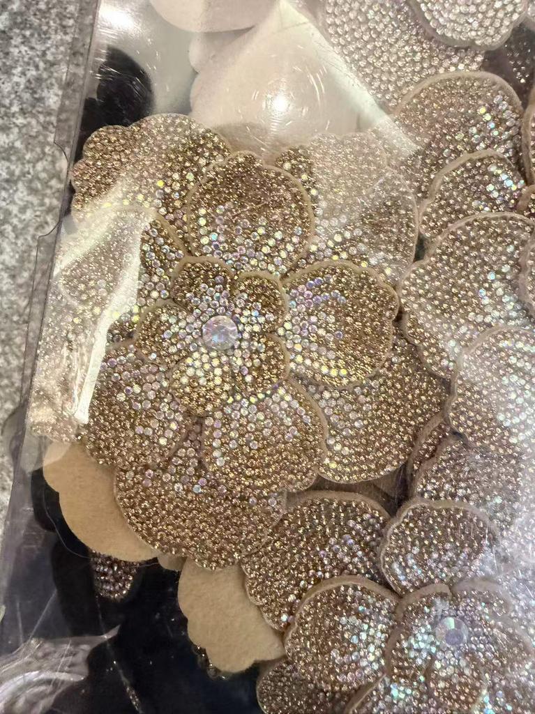 Factory Hot Sale Shoes Flower Three-layer Cloth Fabric Patch Flower Rhinestone Handmade DIY Clothing Bag Accessories