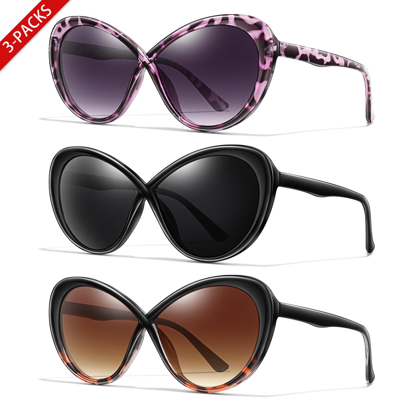 

3 Pairs Trendy Fishing Glasses Fashion Female Casual Oval Goggles With Uv Protection For Selfie Party Travel Beach Baseball