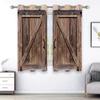 2pcs Light Colour Wooden Door Printed Curtain For Home Decor Rod Pocket Window Treatment For Bedroom,Office,Kitchen,Living Room