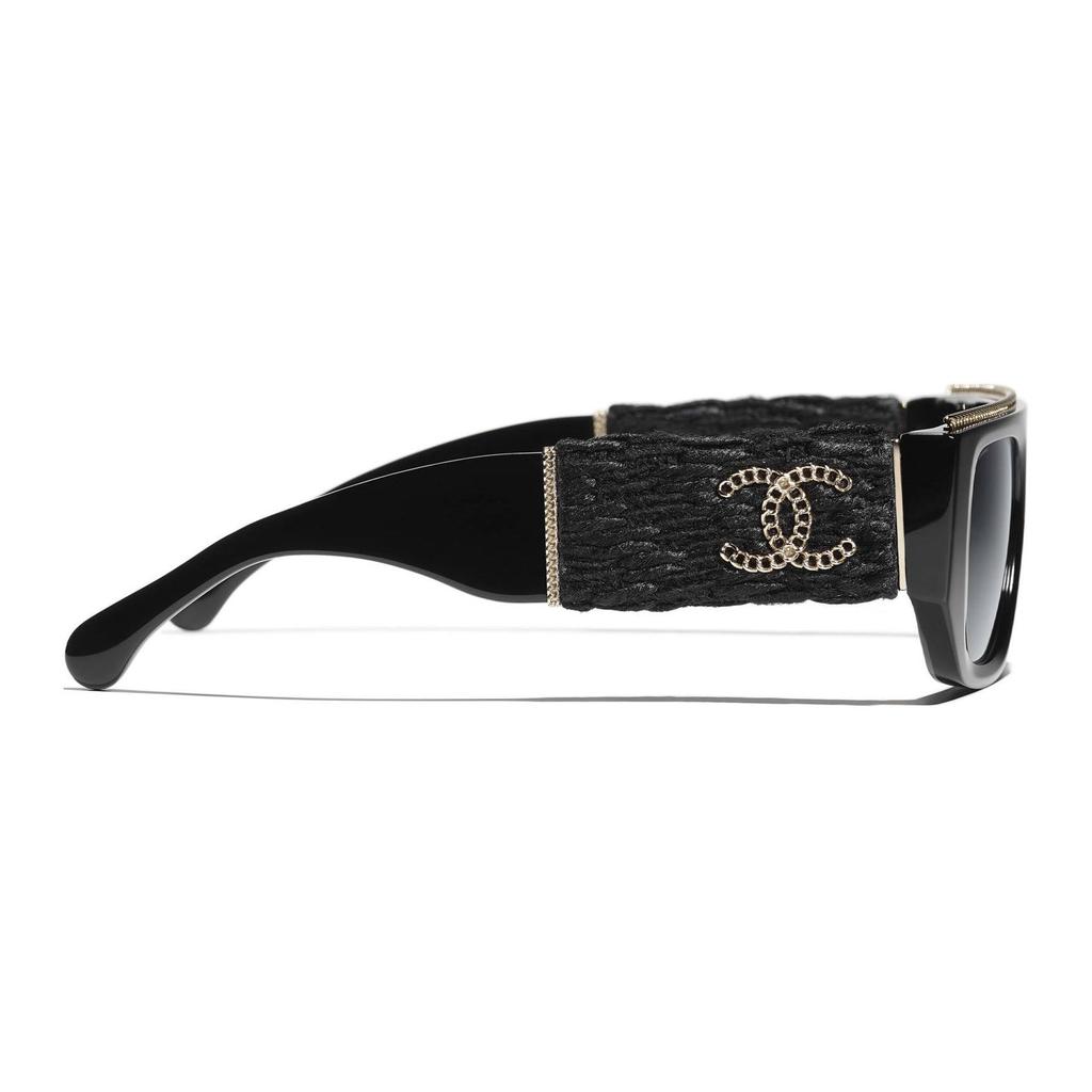 Chanel Logo Arm Acetate Pilot Sunglasses Women Sunglasses Black C622/S4,A71549-X22001-S3005