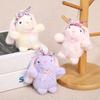 Mini Bunny Plush Keychain Soft Stuffed Rabbit with Floral Headband & Bow Cute
