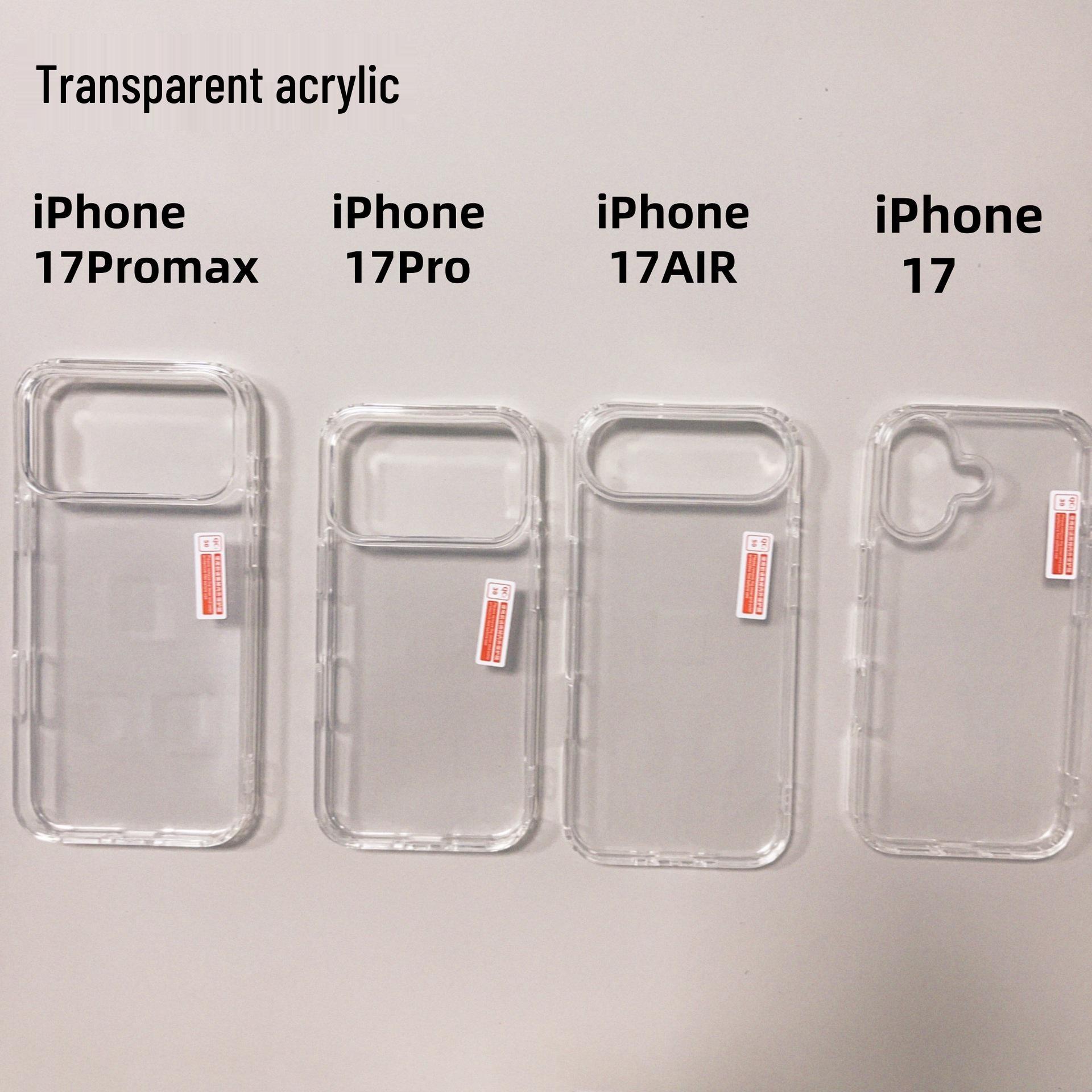 

Drop-Proof Transparent Acrylic Case for iPhone 17 Pro Max - Compatible with Apple 16, Large Hole Design, DIY Option iPhone 17 Pro