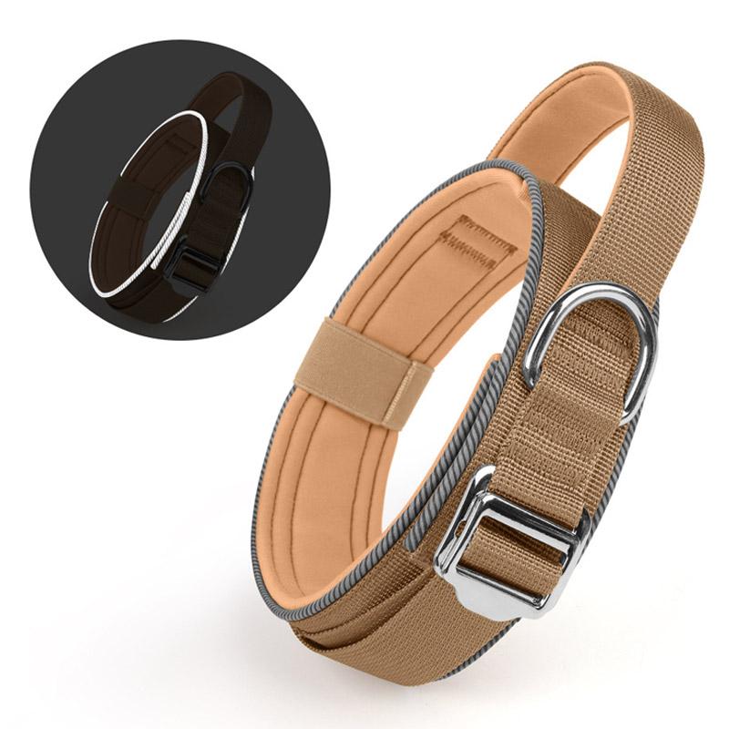 Pet Products Outdoor Tactical Dog Collar Breathability Adjustable Military Medium Large Dog German Shepherd Training Accessories M хаки