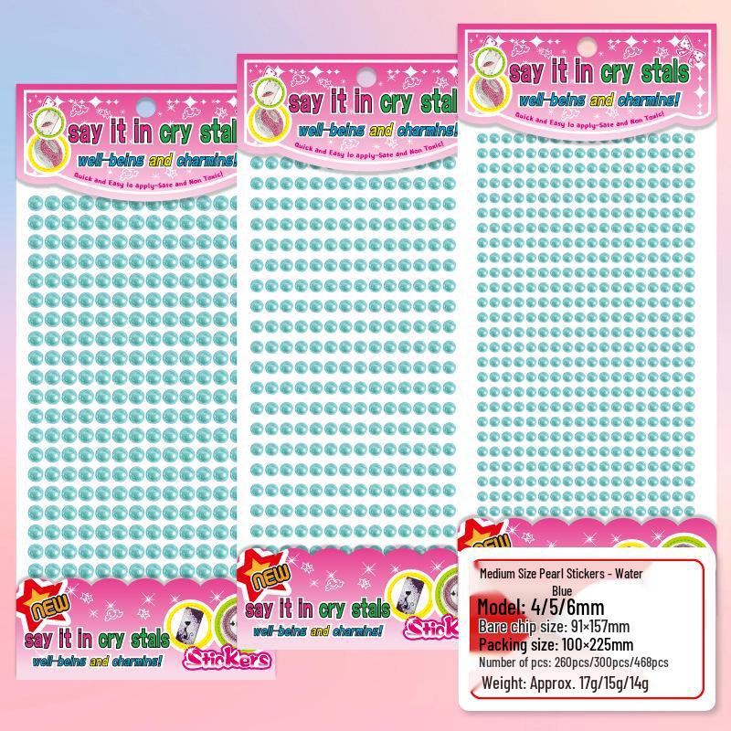 Medium Faux Pearl 4-6mm Colorful Rhinestone Gem Stickers for DIY Crafts