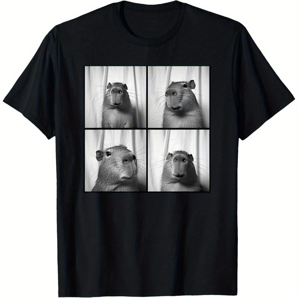 Graphic TShirt Featuring A Fun Capybara Photobooth Design for Men Made From MoistureWicking Fabric with A Playful Animal Print S